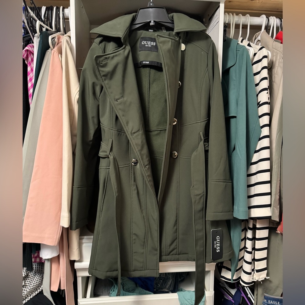 NWT Guess Belted Coat with Hood